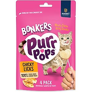 Bonkers Purr Pops Grain-Free Chicky Licks Freeze-Dried Cat Treats, 4 count