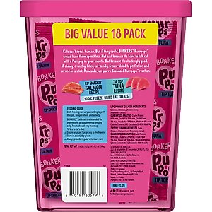 Bonkers Purr Pops Lip Smackin' Grain-Free Salmon & Tuna Freeze-Dried Cat Treats, 25.2-gal bag, 18 count