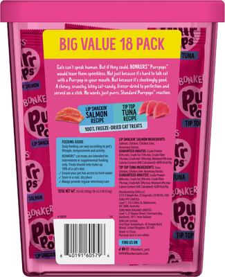 Show full view: Bonkers Purr Pops Lip Smackin' Grain-Free Salmon & Tuna Freeze-Dried Cat Treats, 18 count slide 3 of 9