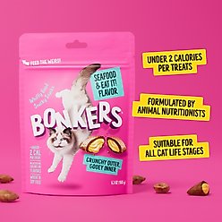 Bonkers Cat Pillows Seafood & Eat It! Flavored Crunchy Cat Treats, 6.3-oz bag, 1 count slide 2 of 9