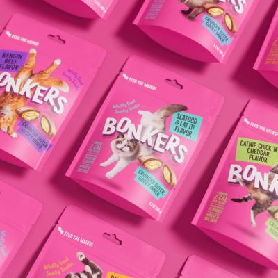 Show full view: Bonkers Cat Pillows Seafood & Eat It! Flavored Crunchy Cat Treats, 3-oz bag, 1 count slide 6 of 12