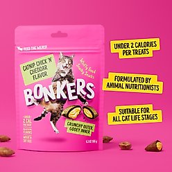 BONKERS Bites Catnip & Chicken & Cheddar Flavor Crunchy & Soft Cat Treats, 6.3-oz bag slide 2 of 9