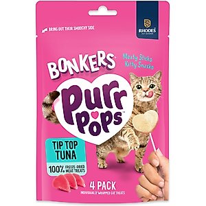 Bonkers Purr Pops Tip-Top Grain-Free Tuna Freeze-Dried Cat Treats, 4 count