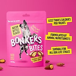Bonkers Dog Bites Bacon Bitties Flavored Crunchy Dog Treats, 5.3-oz bag, 1 count slide 2 of 9