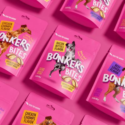 Show full view: Bonkers Dog Bites Bacon Bitties Flavored Crunchy Dog Treats, 5.3-oz bag, 1 count slide 6 of 11