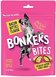 Bonkers Dog Bites Bacon Bitties Flavored Crunchy Dog Treats, 5.3-oz bag, 1 count