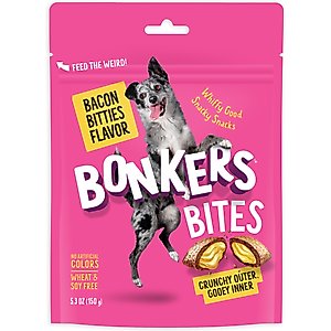 Bonkers Dog Bites Bacon Bitties Flavored Crunchy Dog Treats, 5.3-oz bag, 1 count