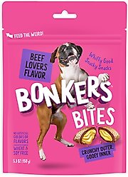 Bonkers Dog Bites Beef Lovers Flavored Crunchy Dog Treats, 5.3-oz bag, 1 count