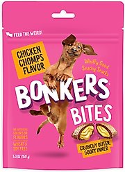 Bonkers Dog Bites Chicken Chomps Flavored Crunchy Dog Treats, 5.3-oz bag, 1 count