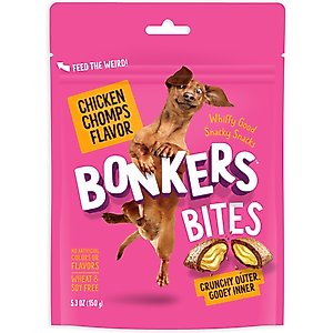 Bonkers Dog Bites Chicken Chomps Flavored Crunchy Dog Treats, 5.3-oz bag, 1 count
