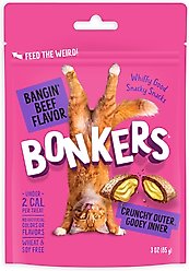 Bonkers Cat Pillows Bangin Beef Flavored Crunchy Cat Treats, 3-oz bag, 1 count