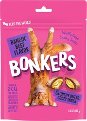 Bonkers Cat Pillows Bangin Beef Flavored Crunchy Cat Treats, 6.3-oz bag, 1 count
