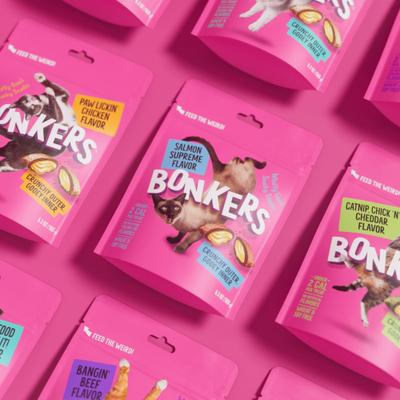 Show full view: Bonkers Cat Pillows Salmon Supreme Flavored Crunchy Cat Treats, 3-oz bag, 1 count slide 6 of 12