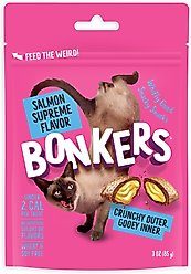 Bonkers Cat Pillows Salmon Supreme Flavored Crunchy Cat Treats, 3-oz bag, 1 count