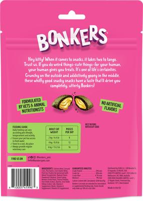 Show full view: Bonkers Cat Pillows Catnip, Chick 'N & Cheddar Flavored Crunchy Cat Treats, 6.3-oz bag, 1 count slide 3 of 12