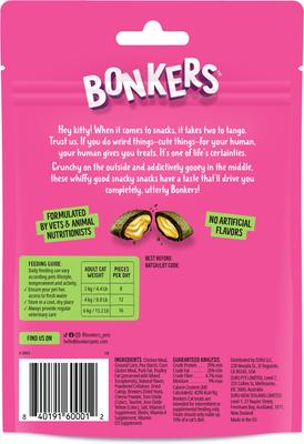 Show full view: Bonkers Cat Pillows Catnip, Chick 'N & Cheddar Flavored Crunchy Cat Treats, 3-oz bag, 1 count slide 3 of 12