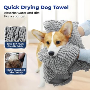 Muddy Mat Doggy Dryer Highly Absorbent Microfiber Quick Drying Dog Towel, Grey, 19 x 46-in