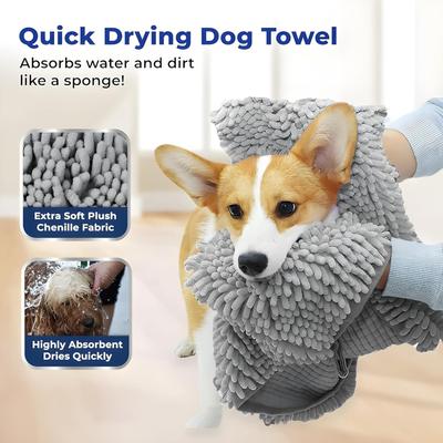 Show full view: Muddy Mat Doggy Dryer Highly Absorbent Microfiber Quick Drying Dog Towel, Grey, 15 x 38-in slide 2 of 6