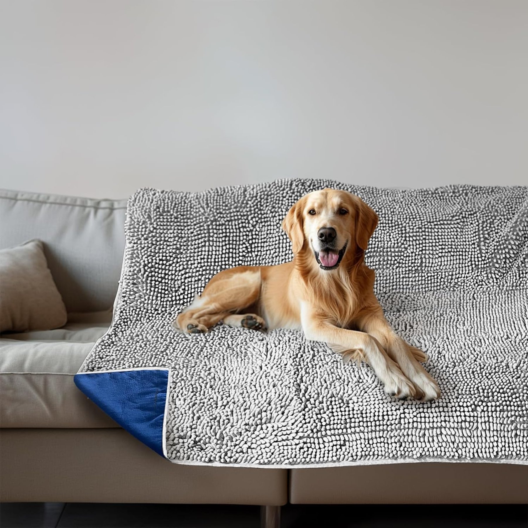 Muddy Mat Chenille Dog Blanket & Furniture Protector, Grey, 48 x 56-in