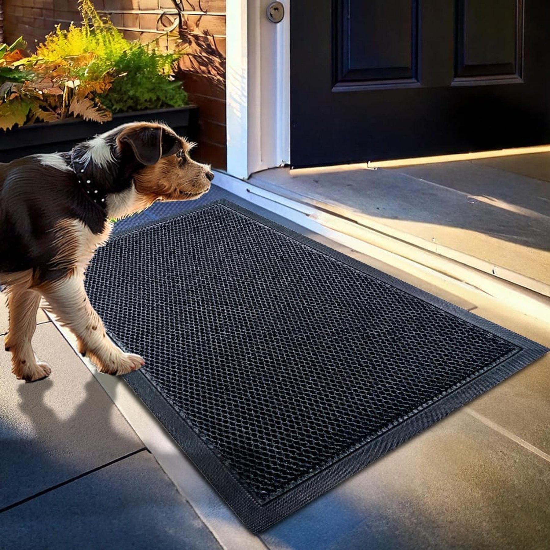 Muddy Mat Mesh Quick-Dry Dog Door Mat, Black, 23 x 35-in