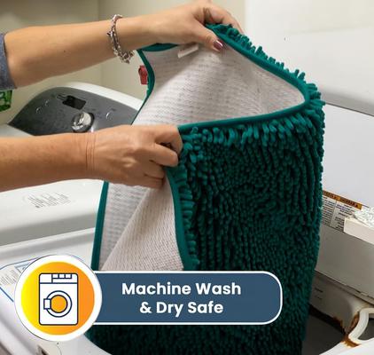 Show full view: Muddy Mat Highly Absorbent Chenille Dog Door Mat, Teal, 3 x 5-ft slide 4 of 6