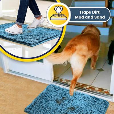 Show full view: Muddy Mat Highly Absorbent Chenille Dog Door Mat, Sky Blue, 18 x 28-in slide 5 of 7