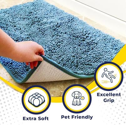 Show full view: Muddy Mat Highly Absorbent Chenille Dog Door Mat, Sky Blue, 18 x 28-in slide 2 of 7