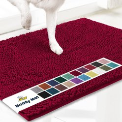 Muddy Mat Highly Absorbent Chenille Dog Door Mat, Maroon, 18 x 28-in