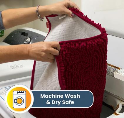 Show full view: Muddy Mat Highly Absorbent Chenille Dog Door Mat, Maroon, 18 x 28-in slide 4 of 7