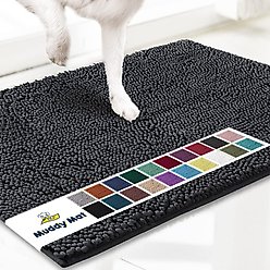 Muddy Mat Highly Absorbent Chenille Dog Door Mat, Charcoal, 18 x 28-in