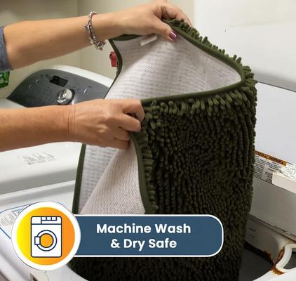 Show full view: Muddy Mat Highly Absorbent Chenille Dog Door Mat, Army Green, 18 x 28-in slide 4 of 7