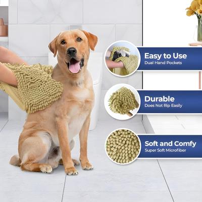 Show full view: Muddy Mat Doggy Dryer Highly Absorbent Microfiber Quick Drying Dog Towel, Beige, 15 x 38-in slide 5 of 7