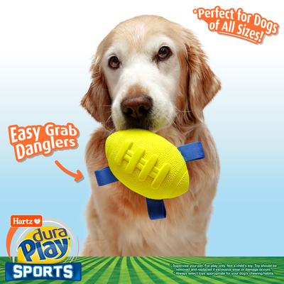 Show full view: Hartz Dura Play Sports Football Dog Toy, Yellow & Blue, Bacon Scented, 1 count slide 3 of 8