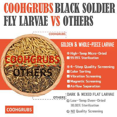 Show full view: COOHGRUBS Dried Black Soldier Fly Larvae Chicken Treat, 2-lb box slide 3 of 10