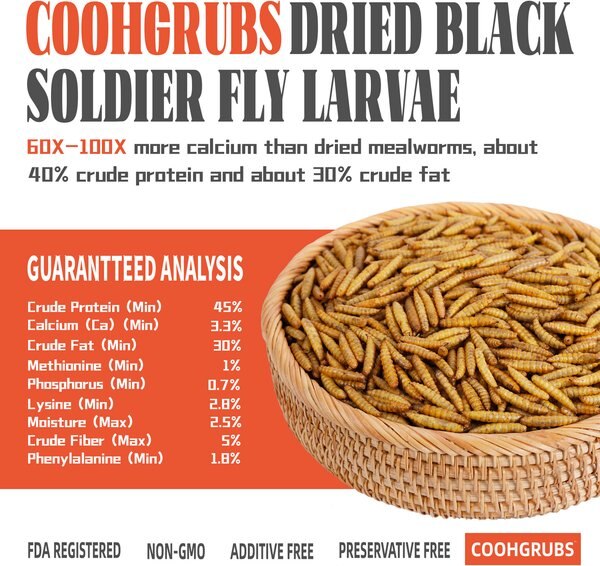 COOHGRUBS Dried Black Soldier Fly Larvae Chicken Treat