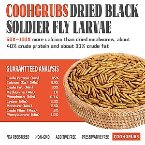 COOHGRUBS Dried Black Soldier Fly Larvae Chicken Feed, 5-lb box