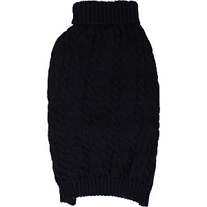 Shinola Cable Knit Dog Sweater, Black, Large