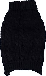 Shinola Cable Knit Dog Sweater, Black, Small