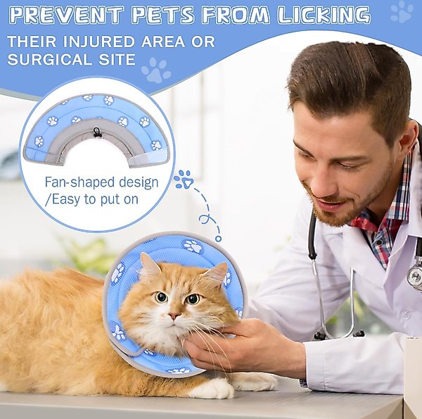Show full view: Supet Soft Air Mesh Cat Recovery Cone, Blue, Large: 9 to 12-in neck slide 2 of 5