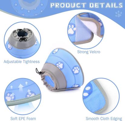 Show full view: Supet Soft Air Mesh Cat Recovery Cone, Blue, Large: 9 to 12-in neck slide 6 of 7