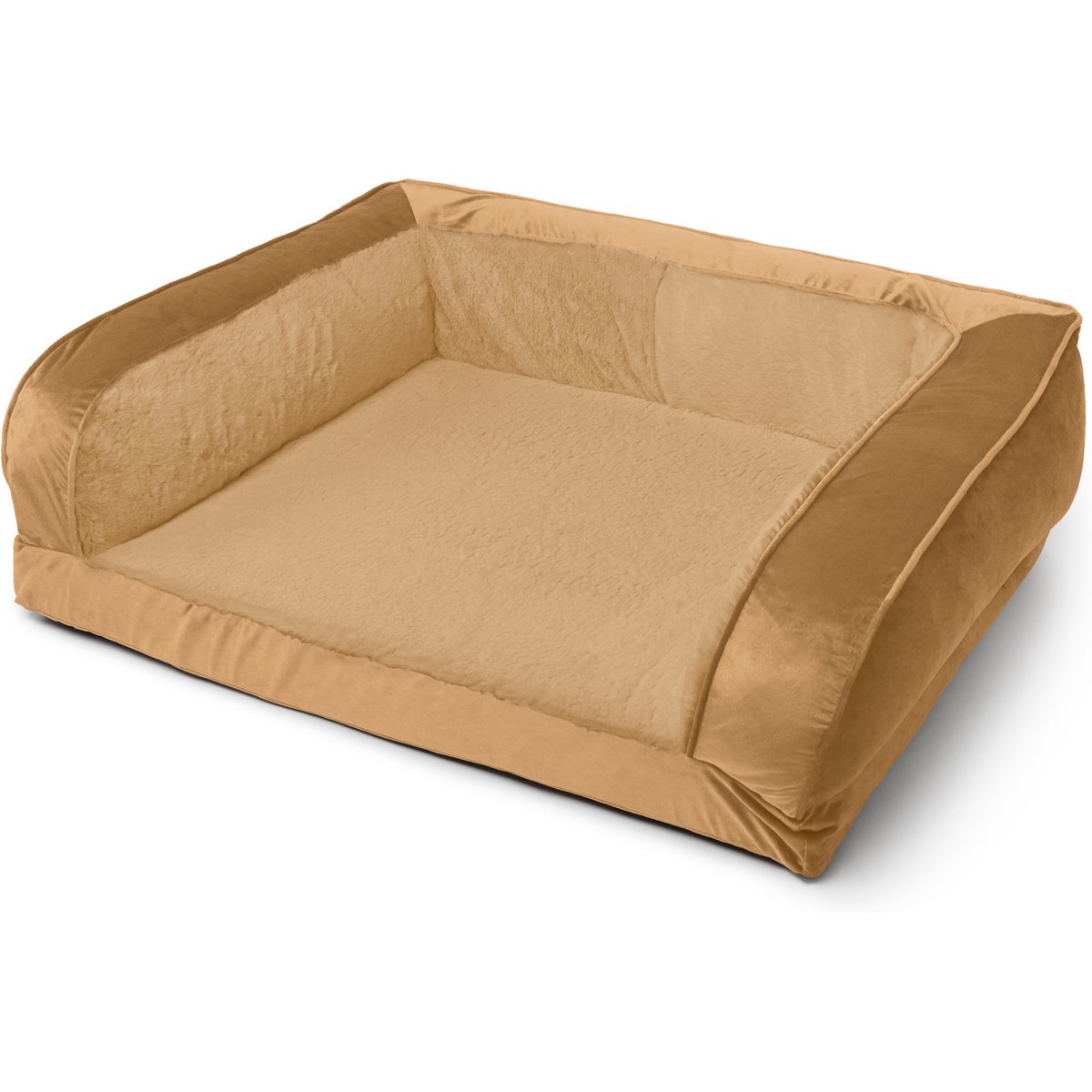 Sherry Kline Pet Collection Fur Velvet Couch Dog Bed, Caramel /Caramel, 26 x 36 x 8-in