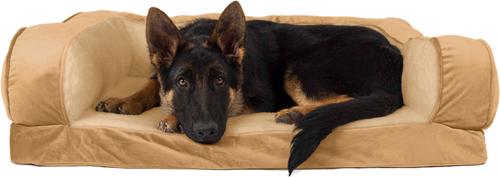 Show full view: Sherry Kline Pet Collection Fur Velvet Couch Dog Bed, Caramel/Caramel, 30 x 42 x 10-in slide 2 of 4