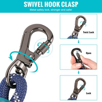 Show full view: ATIFBOP Double Handle Polypropylene Reflective Rope Dog Leash, Blue, 6-ft long, 1/2-in wide slide 2 of 8