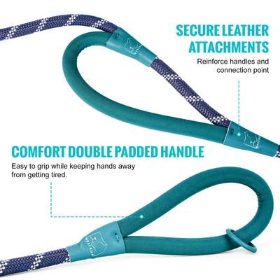 Show full view: ATIFBOP Double Handle Polypropylene Reflective Rope Dog Leash, Blue, 6-ft long, 1/2-in wide slide 5 of 8