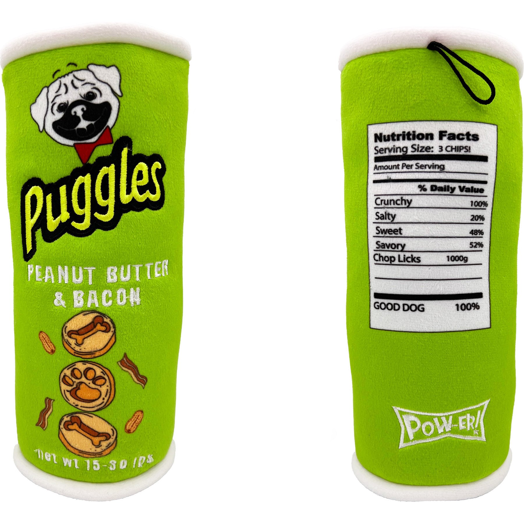 Huxley & Kent Power Plush Puggles Can Dog Toy, Green, Large