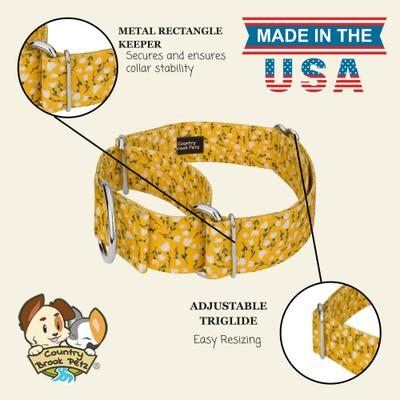 Show full view: Country Brook Petz HossFit Jr Spring Cottagecore Wide Martingale Dog Collar, Yellow, Large: 18 to 26-in neck, 1.5-in wide slide 7 of 8