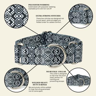 Show full view: Country Brook Petz HossFit Jr Art Deco Chevrons Wide Martingale Dog Collar, Large slide 6 of 8