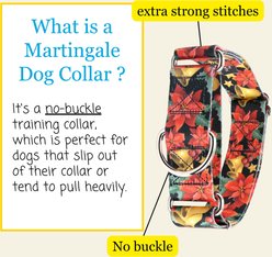 Country Brook Petz HossFit Jr Christmas Poinsettias Wide Martingale Dog Collar, Red, Medium, 15 to 21-in neck, 1.5-in wide slide 2 of 8