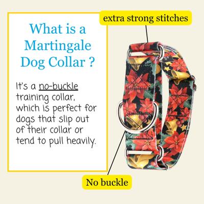 Show full view: Country Brook Petz HossFit Jr Christmas Poinsettias Wide Martingale Dog Collar, Red, Medium, 15 to 21-in neck, 1.5-in wide slide 3 of 8