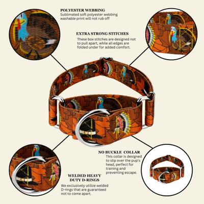 Show full view: Country Brook Petz HossFit Jr Thanksgiving Tradition Wide Martingale Dog Collar, Large slide 6 of 8